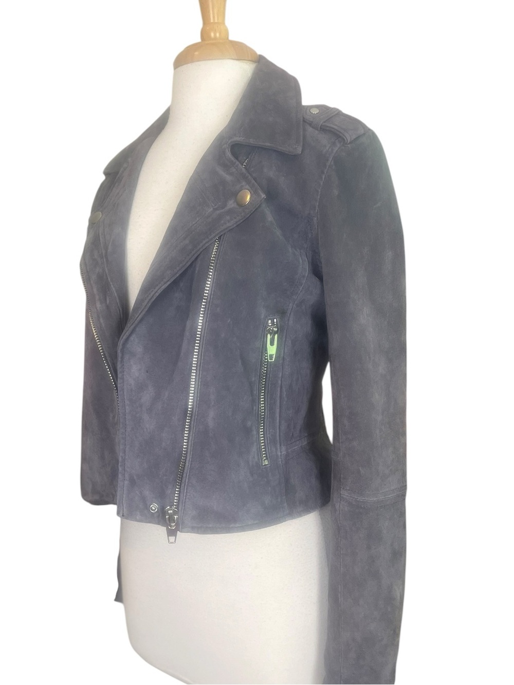 Suede Biker Jacket Womens Medium Cropped Streetwear Moto C&C California - Picture 2 of 13